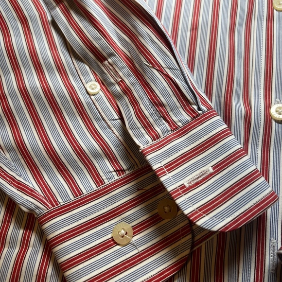 Alan Flusser Button Down Collar Double Button Sleeve Front Pocket Large - Picture 4 of 6